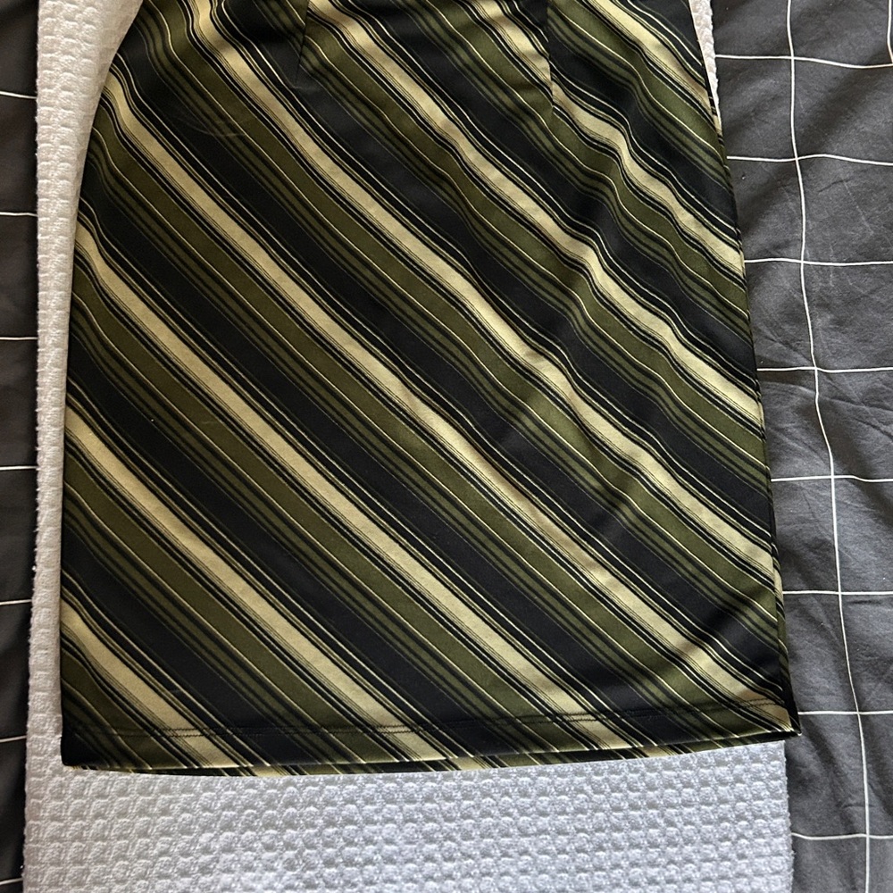 Express Striped Pencil Skirt in Olive and Black